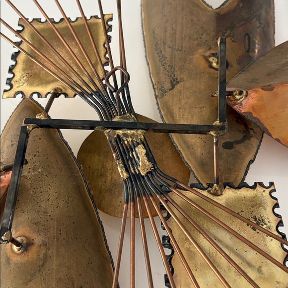 Vintage Brutalist Metal Wall Art Gold Copper & Steel Colors MCM Decor - Picture 7 of 9